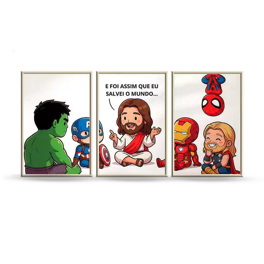 Quadro Decorativo 3 Peças Jesus