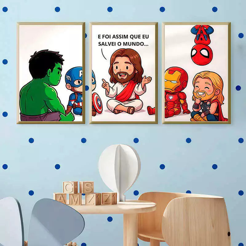 Quadro Decorativo 3 Peças Jesus