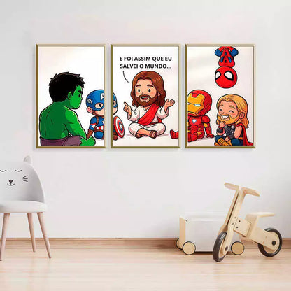 Quadro Decorativo 3 Peças Jesus