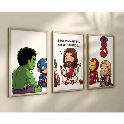 Quadro Decorativo 3 Peças Jesus